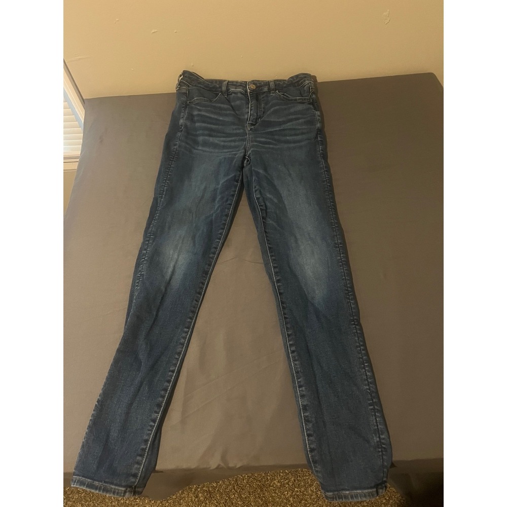 American Eagle Next Level Stretch Skinny Jeans Dark Wash High Rise Women 10 Reg